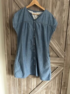 earth music & ecology Indigo Chambray Shirt Dress medium